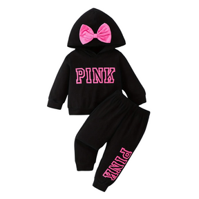 Black Pink Hooded Set