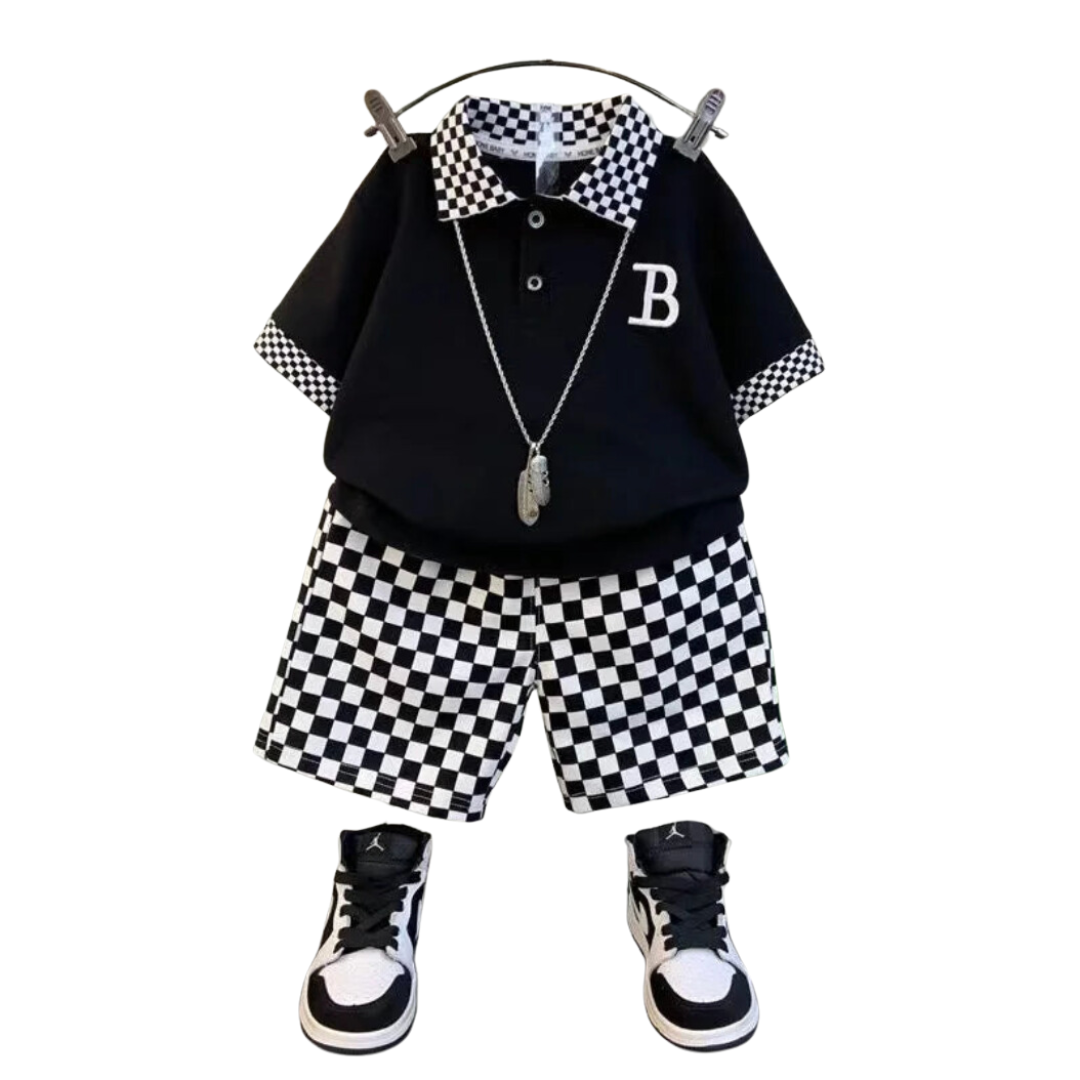Boys Kids T-Shirt and Checkered Shorts Set