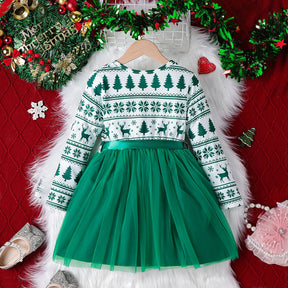 Long Sleeve Christmas Dress for Kids